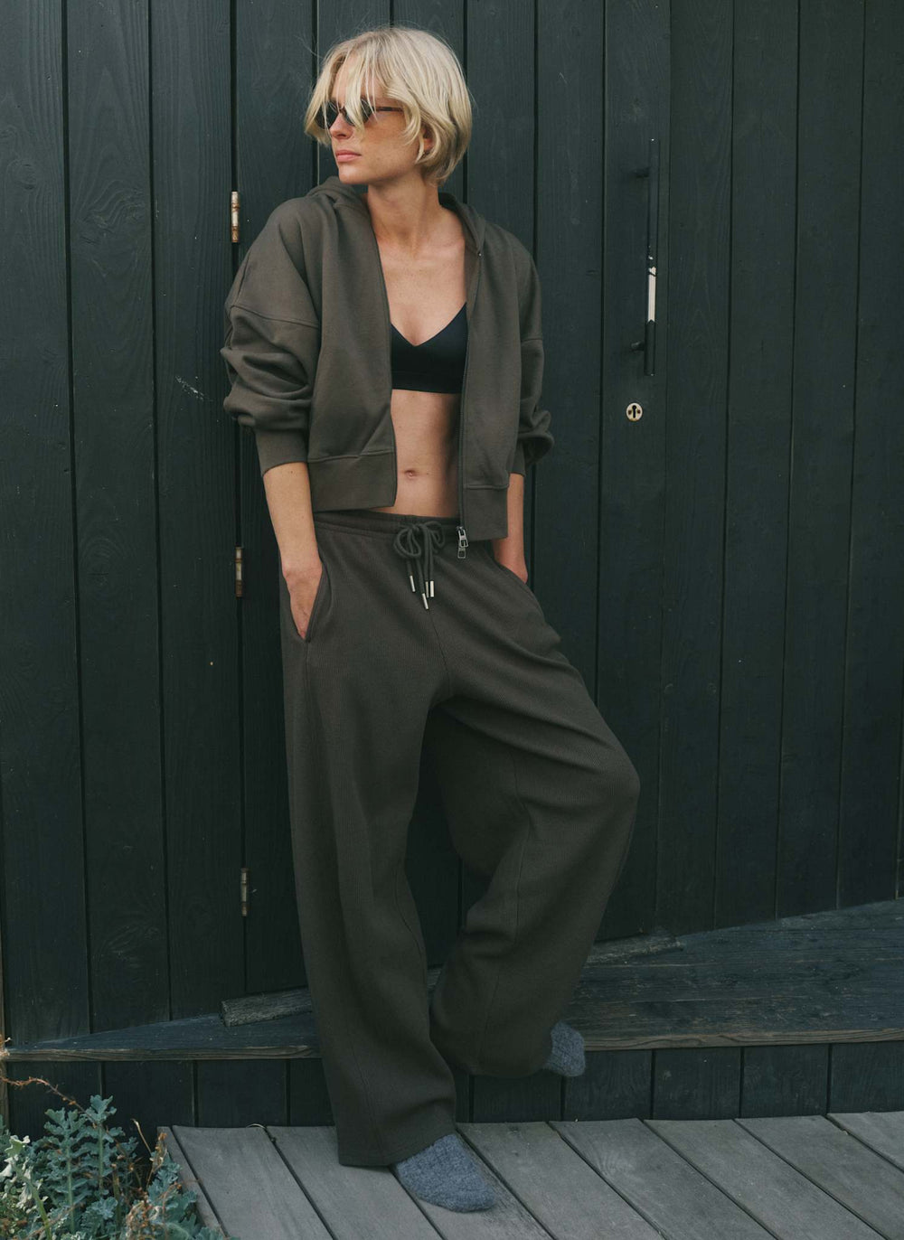 Off Duty Waffle Barrel-Leg Jogger