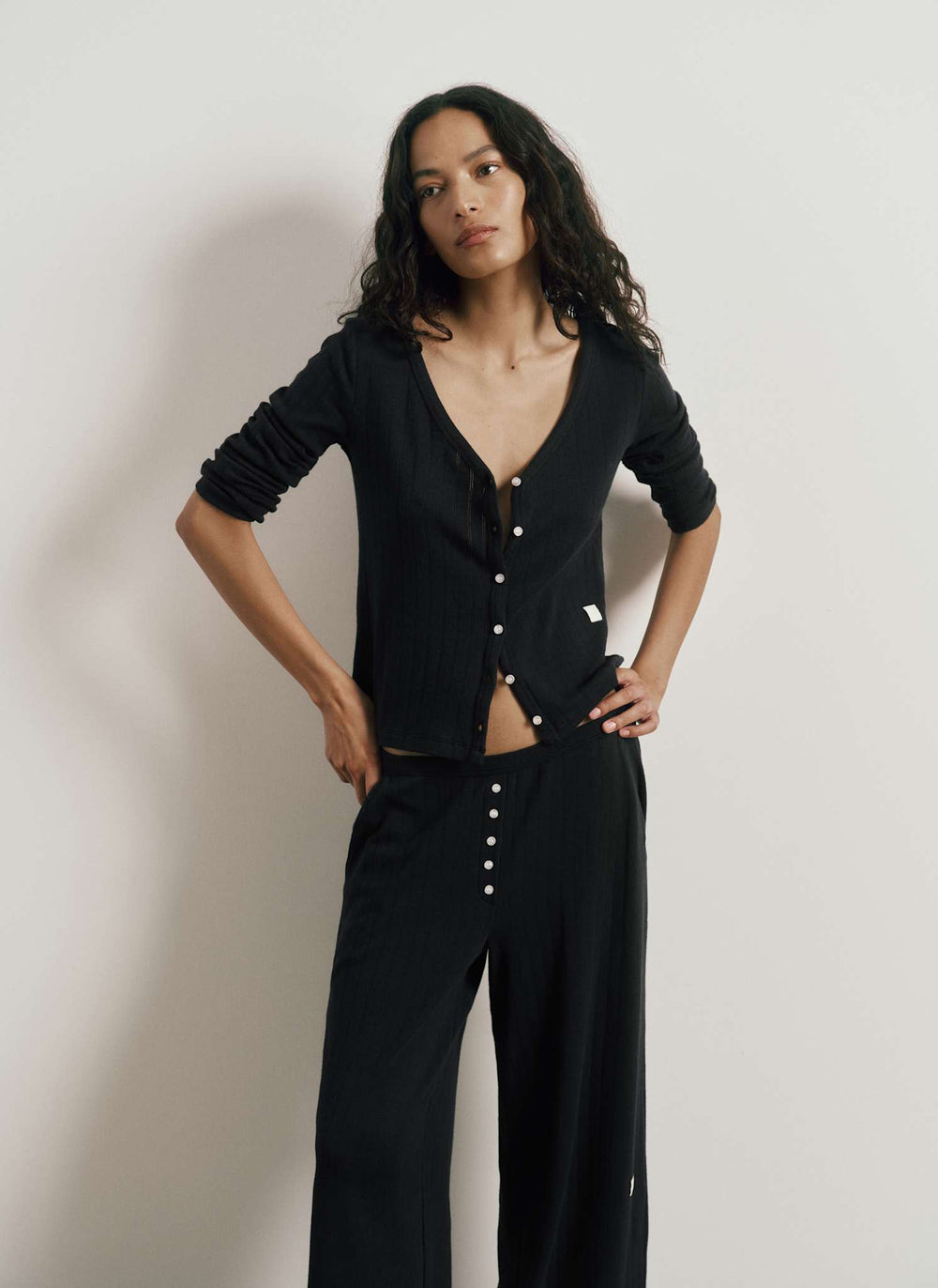 Off Hours Pointelle Button Up