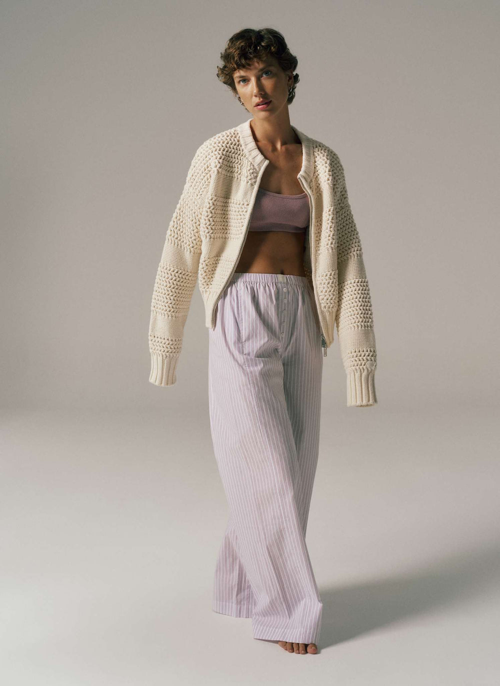 Late Start Textured Knitted Bomber